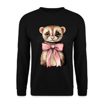 Coquette Bogen Frettchen niedlich rosa Mädchen Mom - Unisex Pullover - Schwarz - Vorne - Alina (178cm) & Michal (187cm)