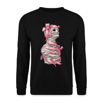 Kokette Schleife Mumie Spooky Halloween Mama - Unisex Pullover - Schwarz - Vorne - Alina (178cm) & Michal (187cm)
