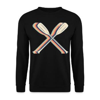canoë canoë canoë pagaie pagaie rétro art au trait - Sweat-shirt Unisexe - noir - Devant - Alina (178cm) & Michal (187cm)