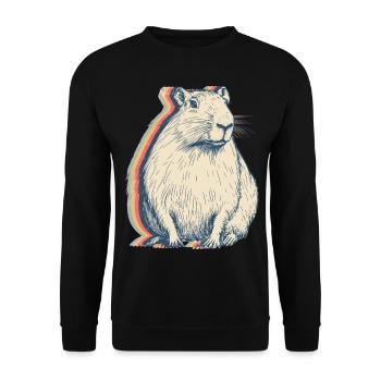 Capybara Capibara Retro-Linienkunst - Unisex Pullover - Schwarz - Vorne - Alina (178cm) & Michal (187cm)