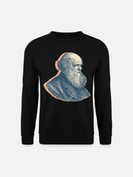 Charles Darwin Evolutionstheorie Retro-Linienkunst - Unisex Pullover - Schwarz