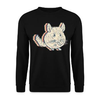 Chinchilla Haustier Retro Line Art - Unisex Pullover - Schwarz - Vorne - Alina (178cm) & Michal (187cm)