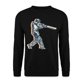 Cricket Player Team Retro Line Art - Unisex Sweatshirt - black - Front - Alina (178cm) & Michal (187cm)