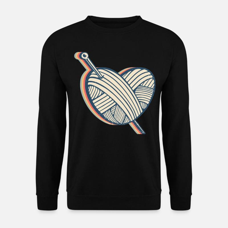 Häkeln Häkelnder Häkler Häkelndes Stricken Herz - Unisex Pullover - Schwarz