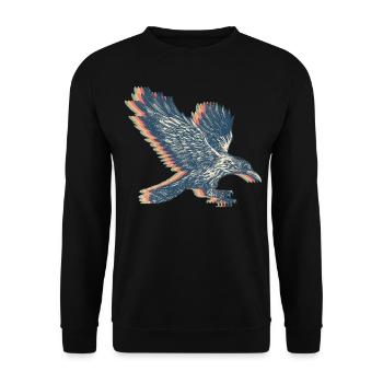 Crow Raven Retro Line Art - Unisex Sweatshirt - black - Front - Alina (178cm) & Michal (187cm)