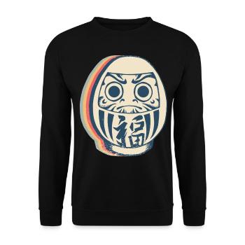 Daruma Doll Japan Retro Line Art - Unisex Sweatshirt - black - Front - Alina (178cm) & Michal (187cm)