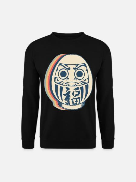 Daruma Puppe Japan Retro Line Art - Unisex Pullover - Schwarz