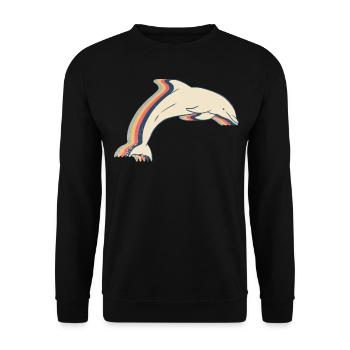 Dolphin Ocean Animal Retro Line Art - Unisex Sweatshirt - black - Front - Alina (178cm) & Michal (187cm)
