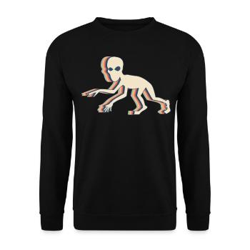 Dover Dämon Kryptide Kryptozoologie Retro Line Art - Unisex Pullover - Schwarz - Vorne - Alina (178cm) & Michal (187cm)