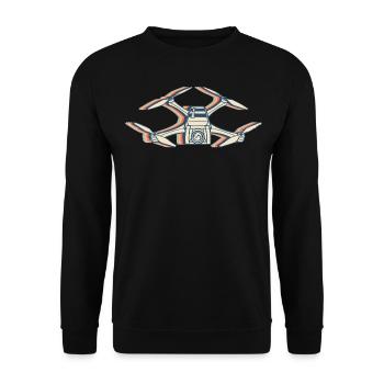 Drone Pilot Quadcopter RC Retro Line Art - Unisex Sweatshirt - black - Front - Alina (178cm) & Michal (187cm)
