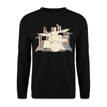 Drummer Drum Retro Line Art - Unisex Sweatshirt - black - Front - Alina (178cm) & Michal (187cm)