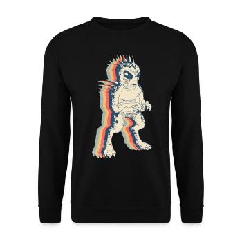 El Chupacabra Crypto Cryptozoology Retro Line Art - Unisex Sweatshirt - black - Front - Alina (178cm) & Michal (187cm)