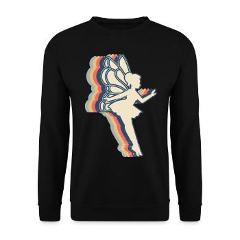 Fee Fairycore Retro Line Art - Unisex Pullover - Schwarz - Vorne - Alina (178cm) & Michal (187cm)