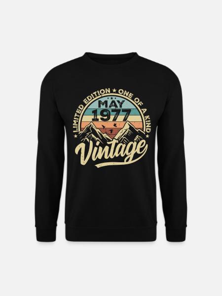 Geburtstag Vintage Mai 1977 original May 1977 - Unisex Pullover - Schwarz