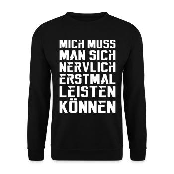 Mich muss man sich nervlich erstmal leisten können - Unisex Pullover - Schwarz - Vorne - Alina (178cm) & Michal (187cm)