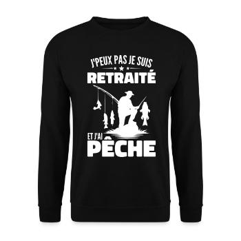 J'peux pas je suis retraité et j'ai pêche - Sweat-shirt Unisexe - noir - Devant - Alina (178cm) & Michal (187cm)