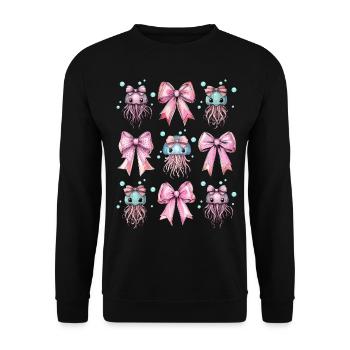 Coquette Schleife Qualle Ozean Mädchen Mama rosa - Unisex Pullover - Schwarz - Vorne - Alina (178cm) & Michal (187cm)