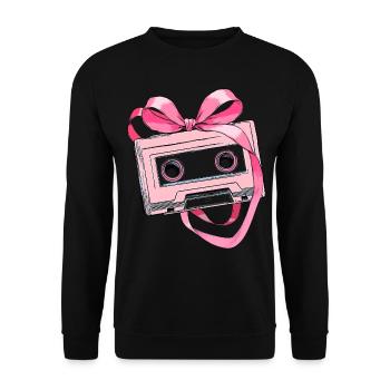 Coquette Bow Kassettenband 80er Jahre Retro - Unisex Pullover - Schwarz - Vorne - Alina (178cm) & Michal (187cm)