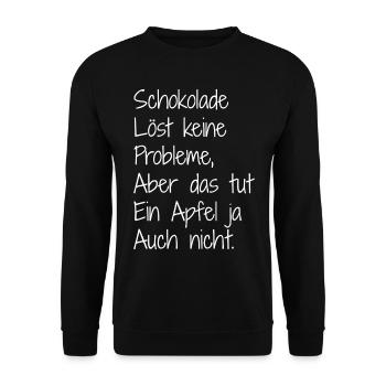 Schokolade und. Apfel - Unisex Pullover - Schwarz - Vorne - Alina (178cm) & Michal (187cm)