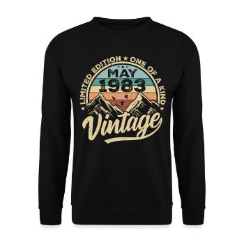 Anniversaire Vintage Mai 1983 original Mai 1983 - Sweat-shirt Unisexe - noir - Devant - Alina (178cm) & Michal (187cm)