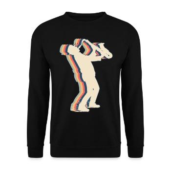 Saxophonspieler Saxophonist Saxist Sax Retro - Unisex Pullover - Schwarz - Vorne - Alina (178cm) & Michal (187cm)