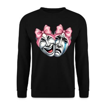 Kokette Schleife Theater Maske Drama Komödie - Unisex Pullover - Schwarz - Vorne - Alina (178cm) & Michal (187cm)