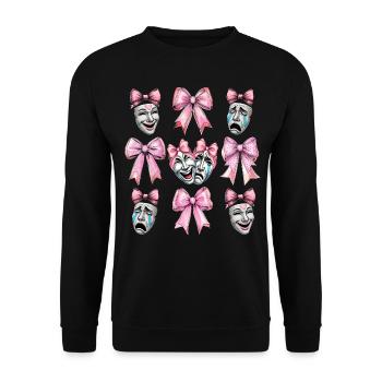 Kokette Schleife Theater Maske Drama Komödie - Unisex Pullover - Schwarz - Vorne - Alina (178cm) & Michal (187cm)