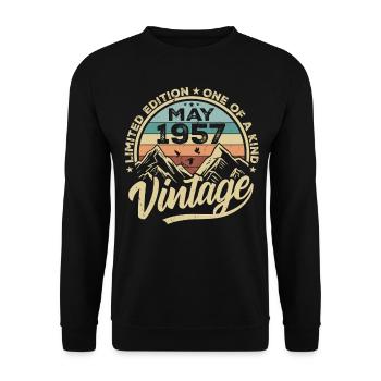 Geburtstag Vintage Mai 1957 original May 1957 - Unisex Pullover - Schwarz - Vorne - Alina (178cm) & Michal (187cm)
