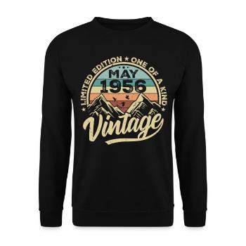 Anniversaire Vintage Mai 1956 original Mai 1956 - Sweat-shirt Unisexe - noir - Devant - Alina (178cm) & Michal (187cm)