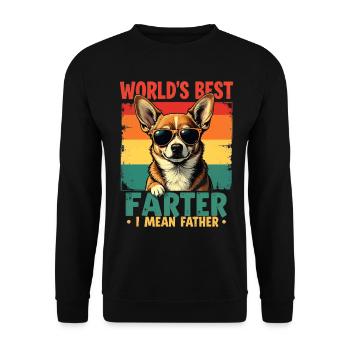 Worlds Best Farter Mean Father Fathers Day Dad Dog - Sweat-shirt Unisexe - noir - Devant - Alina (178cm) & Michal (187cm)