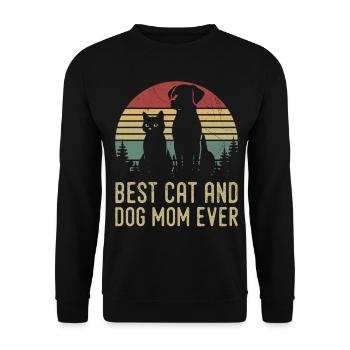 Retro Cat Dog Mom Cat Mama For mama Puppy Kitty - Sweat-shirt Unisexe - noir - Devant - Alina (178cm) & Michal (187cm)