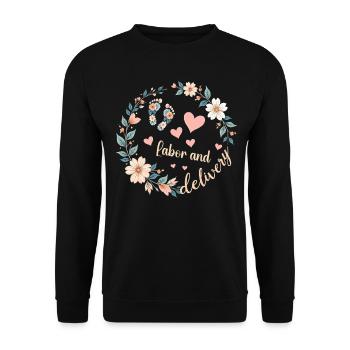 Funny Labor and Delivery Nurse Womens Retro Floral - Unisex Sweatshirt - black - Front - Alina (178cm) & Michal (187cm)