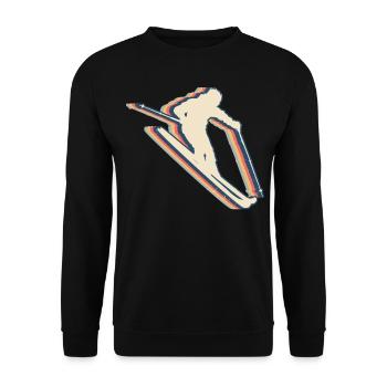 Skiing Ski Skier Retro Line Art - Unisex Sweatshirt - black - Front - Alina (178cm) & Michal (187cm)