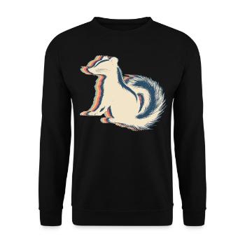 Skunk Raccoon Retro Line Art - Unisex Sweatshirt - black - Front - Alina (178cm) & Michal (187cm)