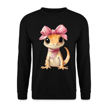 Coquette Bow Bonnet Gecko Lizard Mom Girl Pink - Unisex Sweatshirt - black - Front - Alina (178cm) & Michal (187cm)