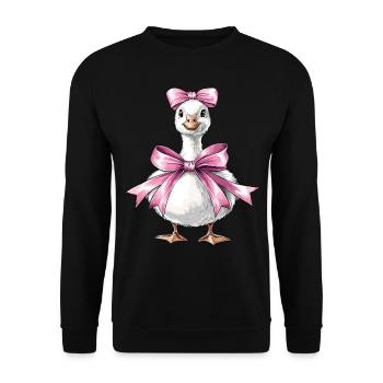 Coquette Bow Goose Duck Mom Girl Pink Muttertag - Unisex Pullover - Schwarz - Vorne - Alina (178cm) & Michal (187cm)