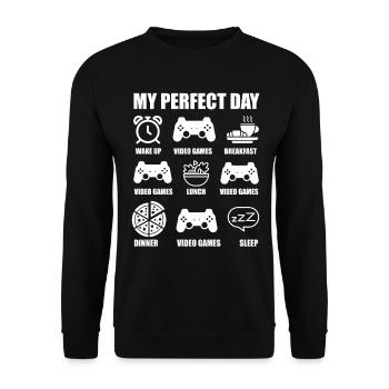 My perfect day - gamer - Sweat-shirt Unisexe - noir - Devant - Alina (178cm) & Michal (187cm)