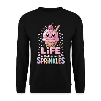 Sød ispige Livet er bedre med - Unisex sweater - sort - Foran - Alina (178cm) & Michal (187cm)