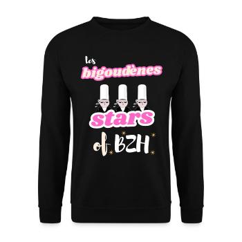 The Bigoudènes STARS of Brittany - Unisex Sweatshirt - black - Front - Alina (178cm) & Michal (187cm)