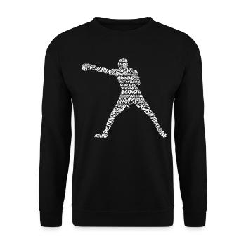 Boxen Bunt Boxsport Typografie Herren Jungen Boxer - Unisex Pullover - Schwarz - Vorne - Alina (178cm) & Michal (187cm)