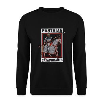 Lanzenträger - Parthischer Kataphrakt - Reiter - Unisex Pullover - Schwarz - Vorne - Alina (178cm) & Michal (187cm)