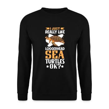 I love my loggerhead turtle - Unisex Sweatshirt - black - Front - Alina (178cm) & Michal (187cm)