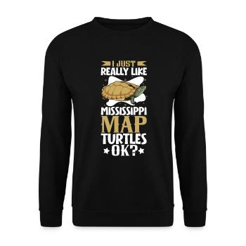 J’adore ma tortue tuberculée du Mississippi - Sweat-shirt Unisexe - noir - Devant - Alina (178cm) & Michal (187cm)