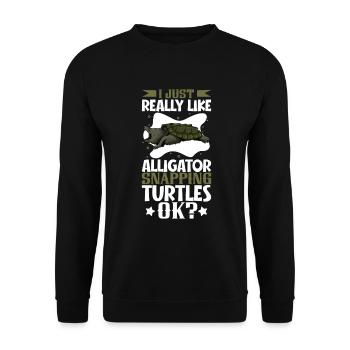 I love my alligator turtle - Unisex Sweatshirt - black - Front - Alina (178cm) & Michal (187cm)