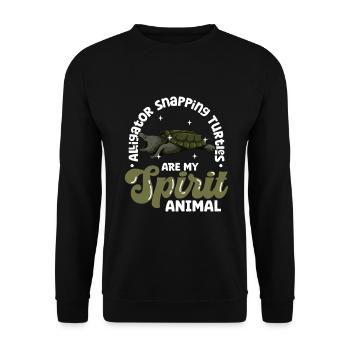 Mon animal spirituel - Tortue alligator - Sweat-shirt Unisexe - noir - Devant - Alina (178cm) & Michal (187cm)