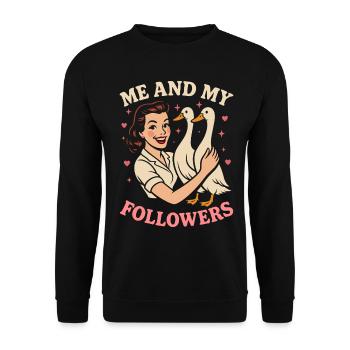 Running Duck Owner Me And My Followers Duck - Unisex Sweatshirt - black - Front - Alina (178cm) & Michal (187cm)