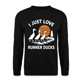 Running Ducks Sunset I Just Love Runner Ducks - Unisex Sweatshirt - black - Front - Alina (178cm) & Michal (187cm)