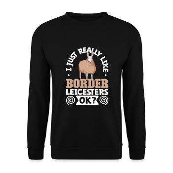 J’adore mon Border Leicester - Sweat-shirt Unisexe - noir - Devant - Alina (178cm) & Michal (187cm)