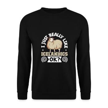 I love my Icelandic sheep - Unisex Sweatshirt - black - Front - Alina (178cm) & Michal (187cm)