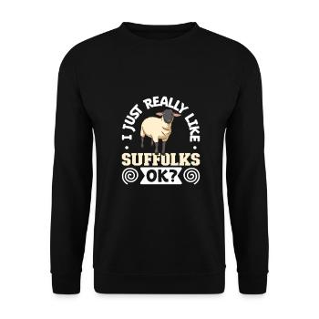 J’adore mes moutons Suffolk - Sweat-shirt Unisexe - noir - Devant - Alina (178cm) & Michal (187cm)